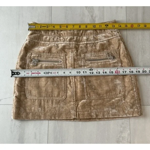 Free People Dust To Dust Crushed Velvet Tan Mini Skirt Festival size 2 - Picture 11 of 12
